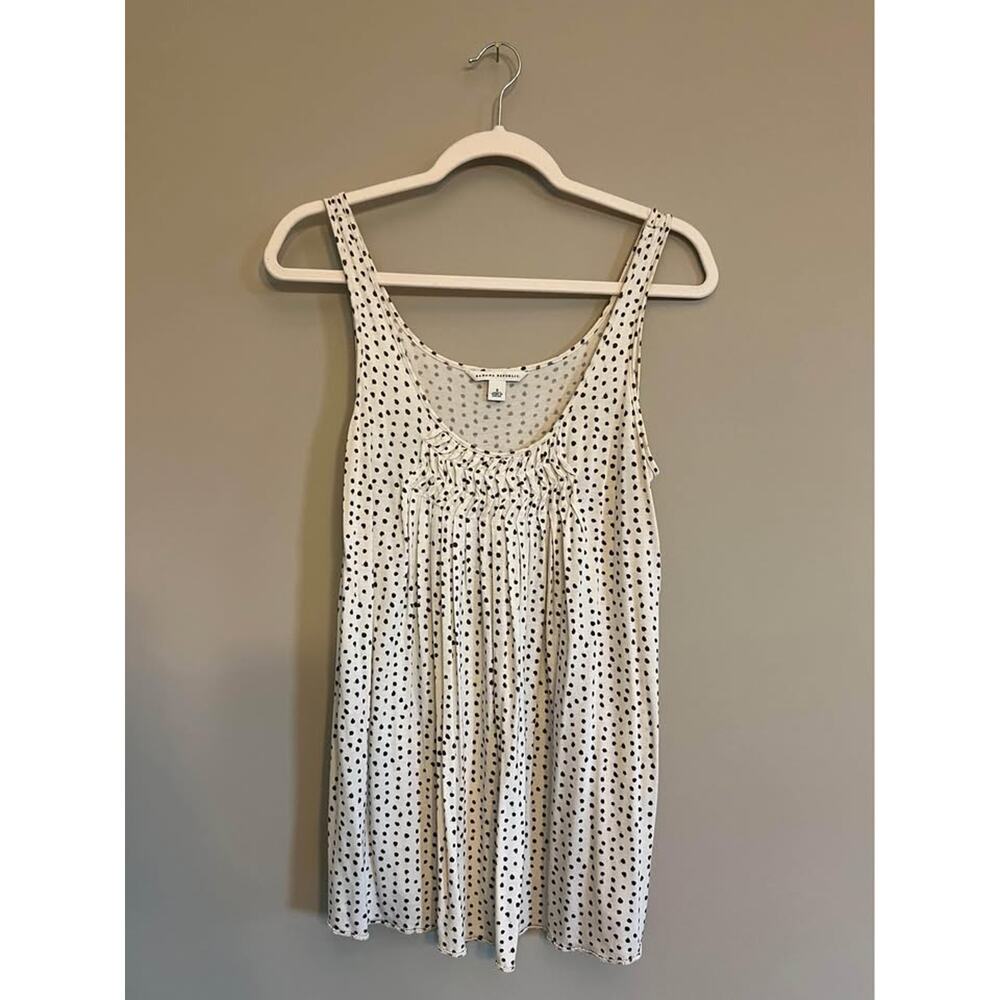 Banana Republic Tank Top Polka Dot Ruffle Beige Brown Flowy Summer Women's S EUC